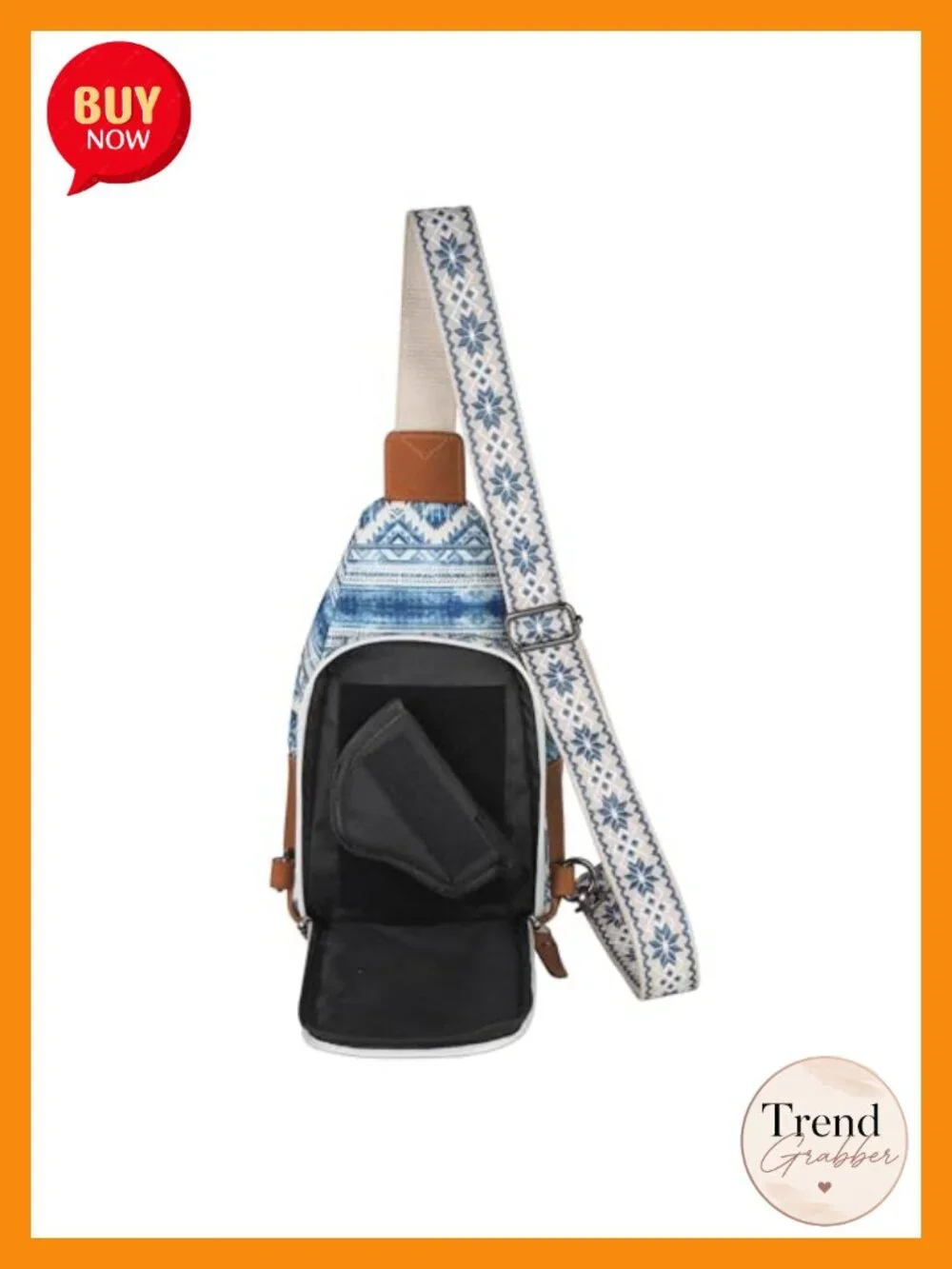 Canvas & Leather Concealed Carry Sling Bag Crossbody with Adjustable Strap